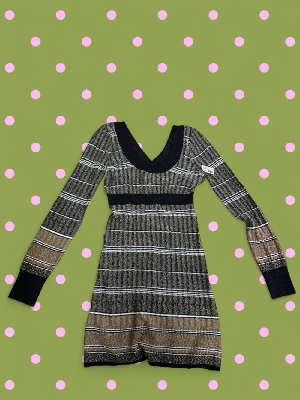Forever 21 Striped Knit Mini Dress in Black, Brown and White